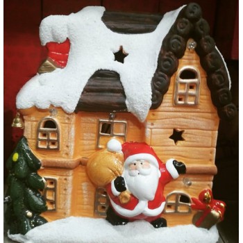 Керамический светящийся домик с Дед Морозом